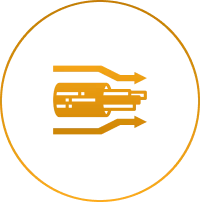Digital circuit icon in a circle