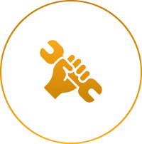 Fist holding wrench symbol